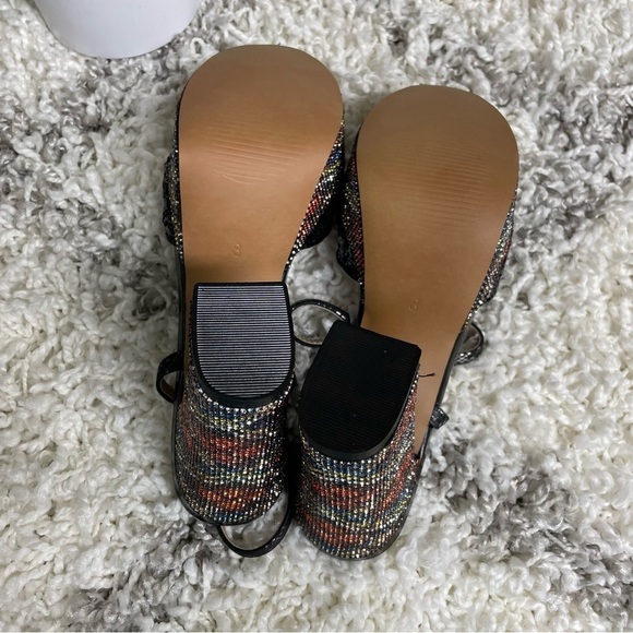 Betsey Johnson Alaia Black Plaid Sequin Crystal Platform Heels size 8 - Picture 8 of 9